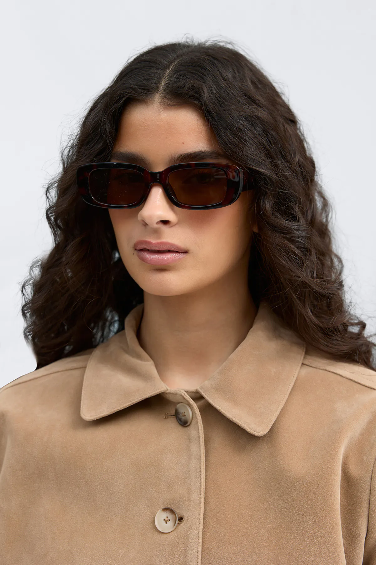 Gina Tricot - Slim rectangular sunglasses - Solbriller - Brun - ONESIZE - Dame