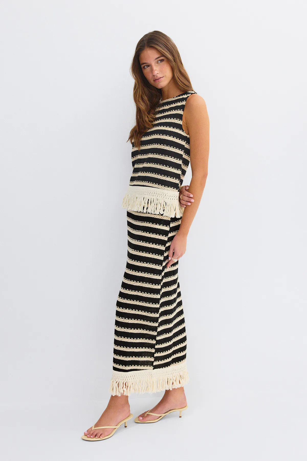 Gina Tricot - Crochet fringe skirt - Rokken - Wit - XS - Dames