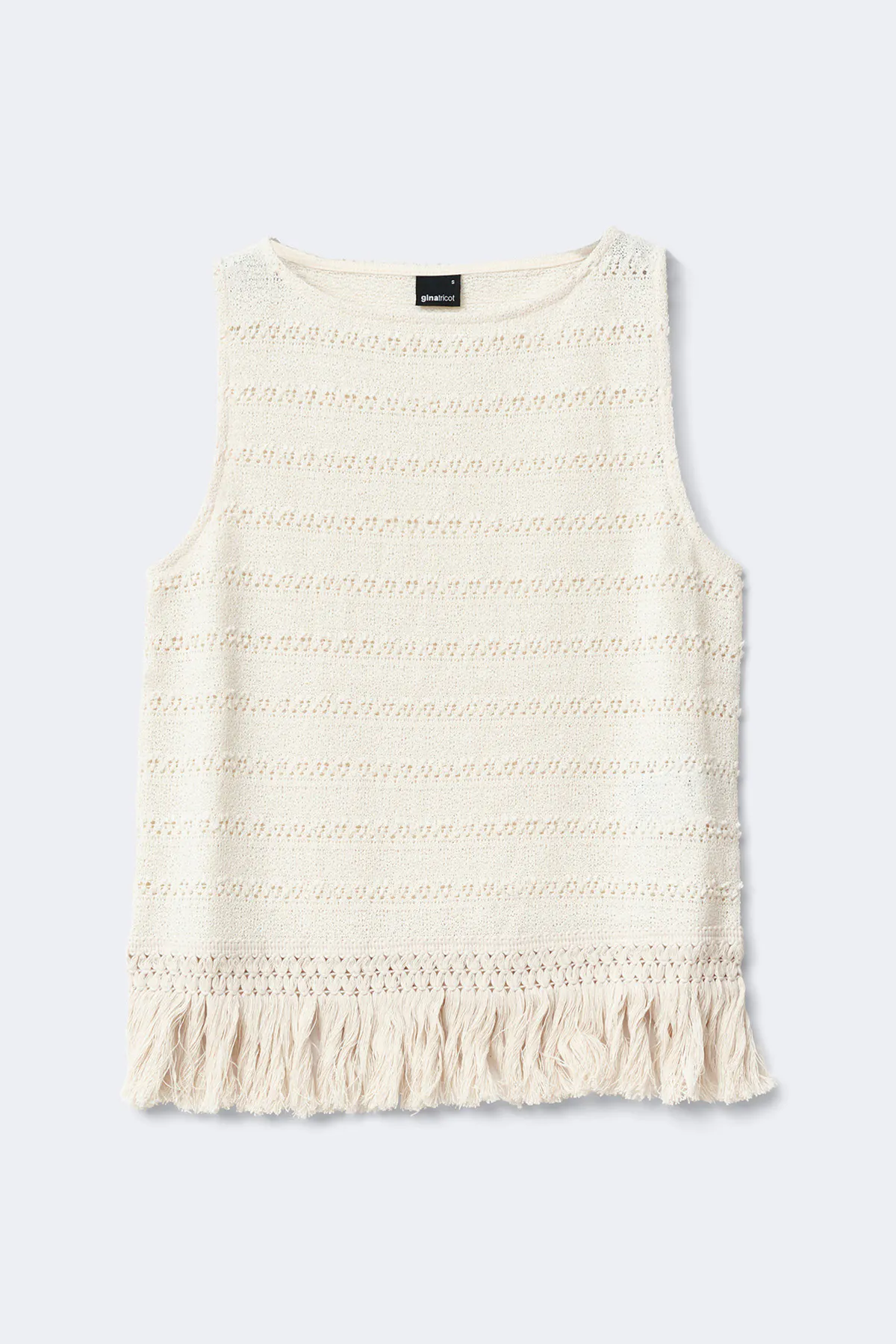 Crochet fringe top - White - Women - Gina Tricot