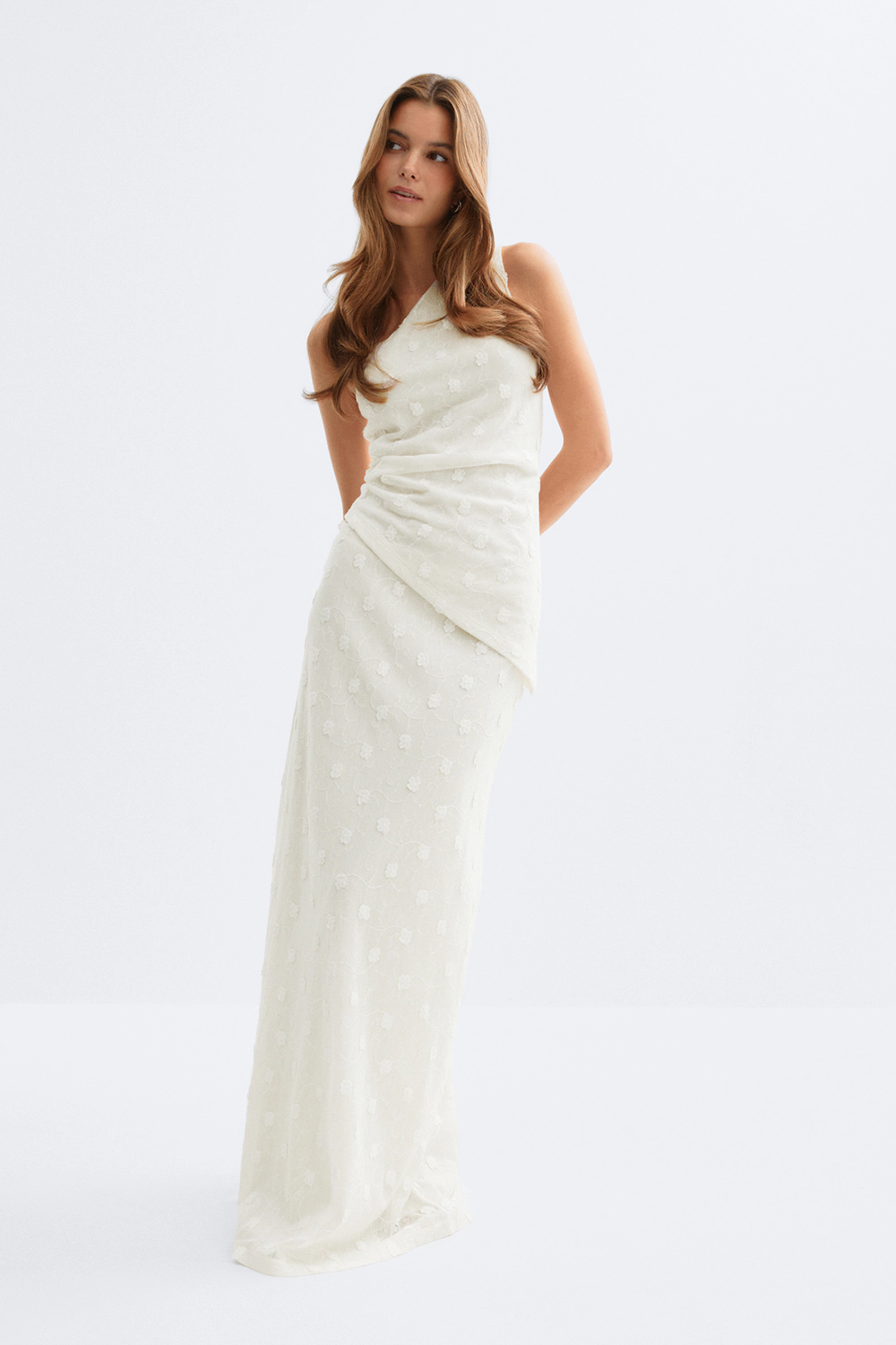3D floral maxi skirt