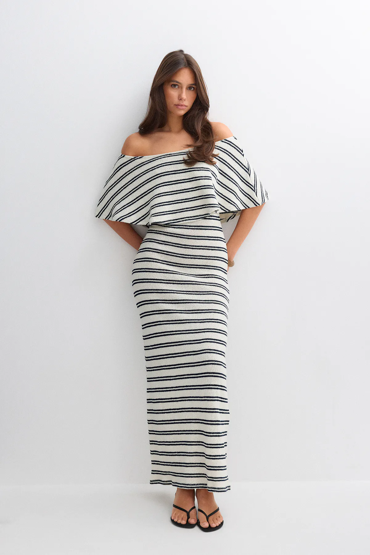 Gina Tricot - Off shoulder maxi dress - Lange jurken - Blauw - M - Dames