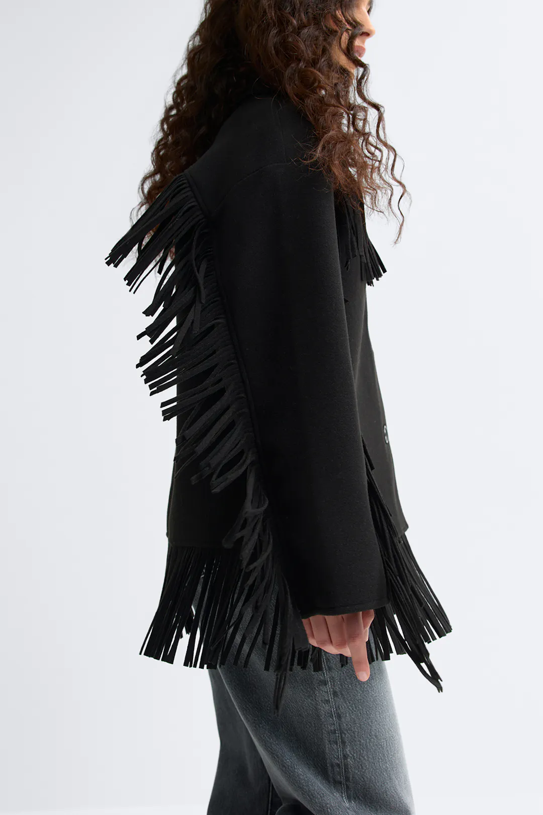 Gina Tricot - Fringe jacket - takit - Musta - XS - Naiset