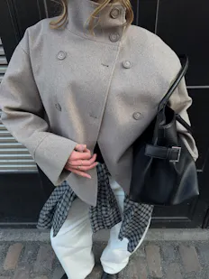 High Neck Short Felt Jacket