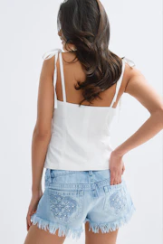 14+ slay low denim shorts