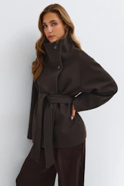 High neck wool blend jacket