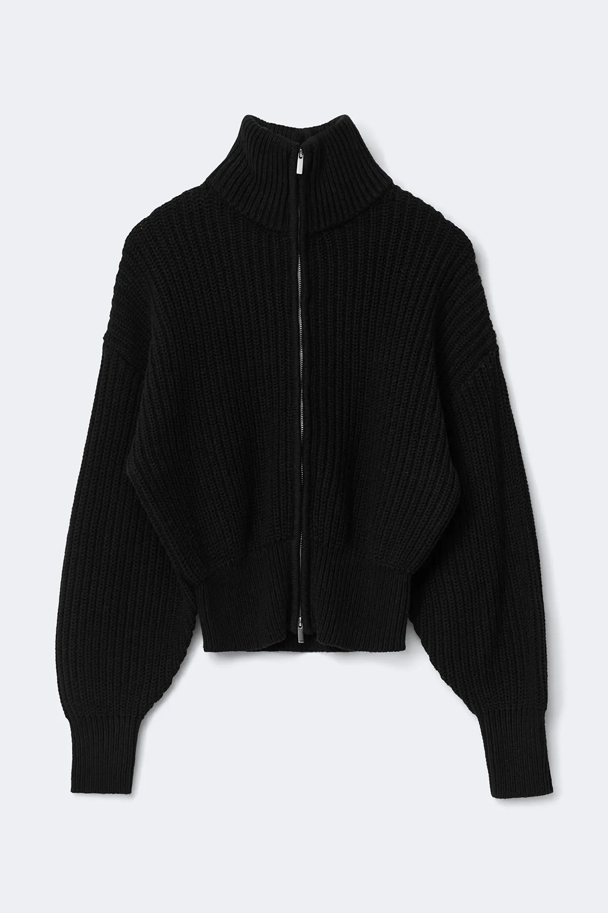Knitted zip cardigan - Black - Women - Gina Tricot