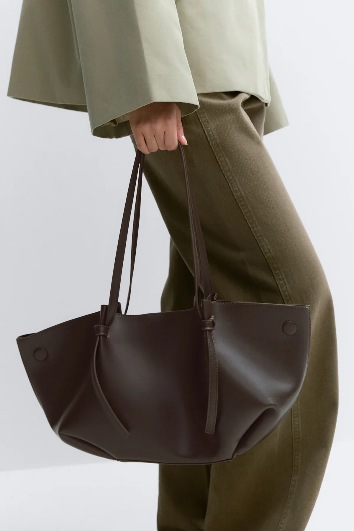 Gina Tricot - Strap handle tote bag - Schoudertassen - Bruin - ONESIZE - Dames