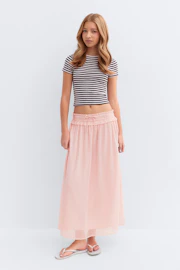 Y tassel chiffon skirt