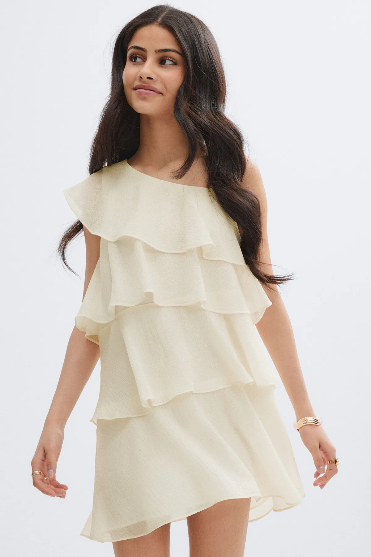 Gina Tricot - Y one shoulder dress - Kjoler for jenter 9–14 år - Hvit - 164 - Jente