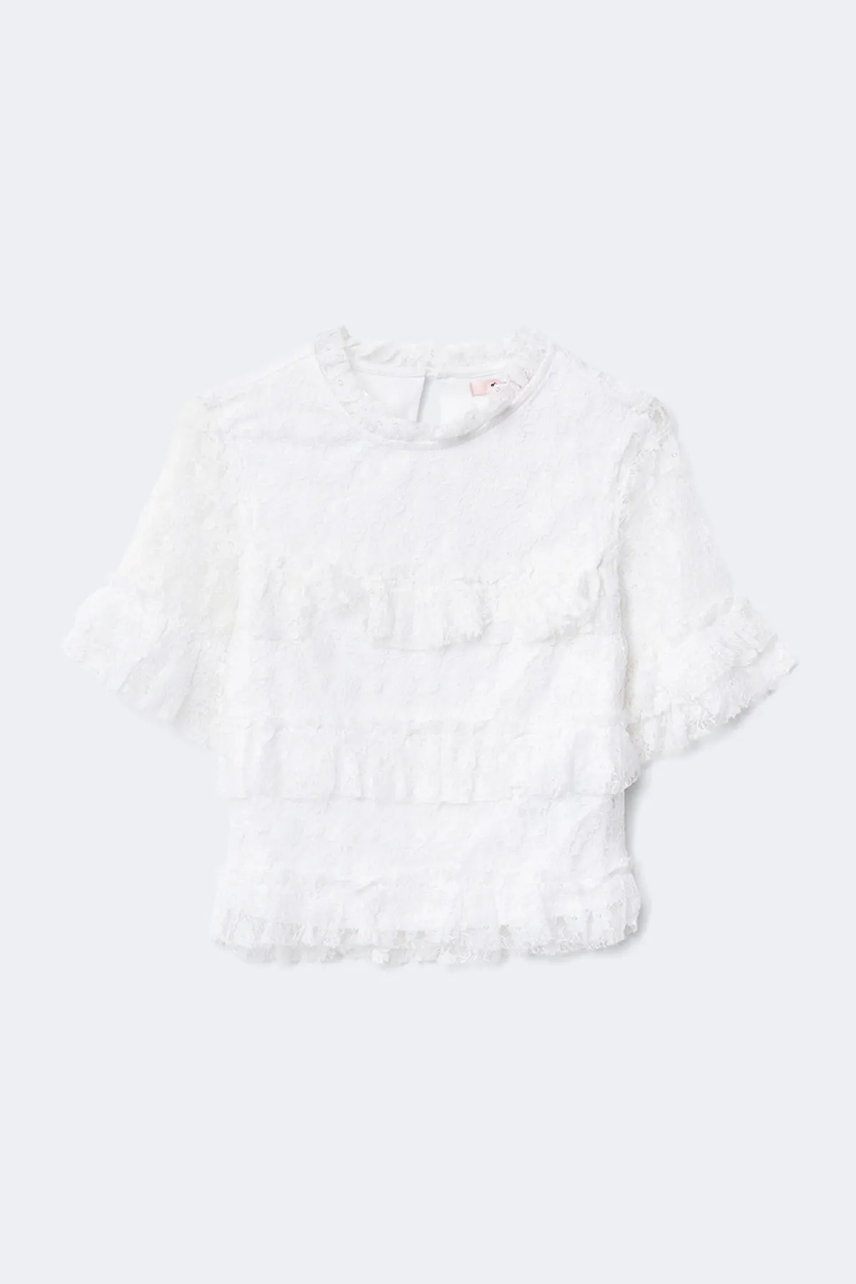 14+ frill lace top - White - Gina Tricot