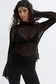 Asymmetric lace top