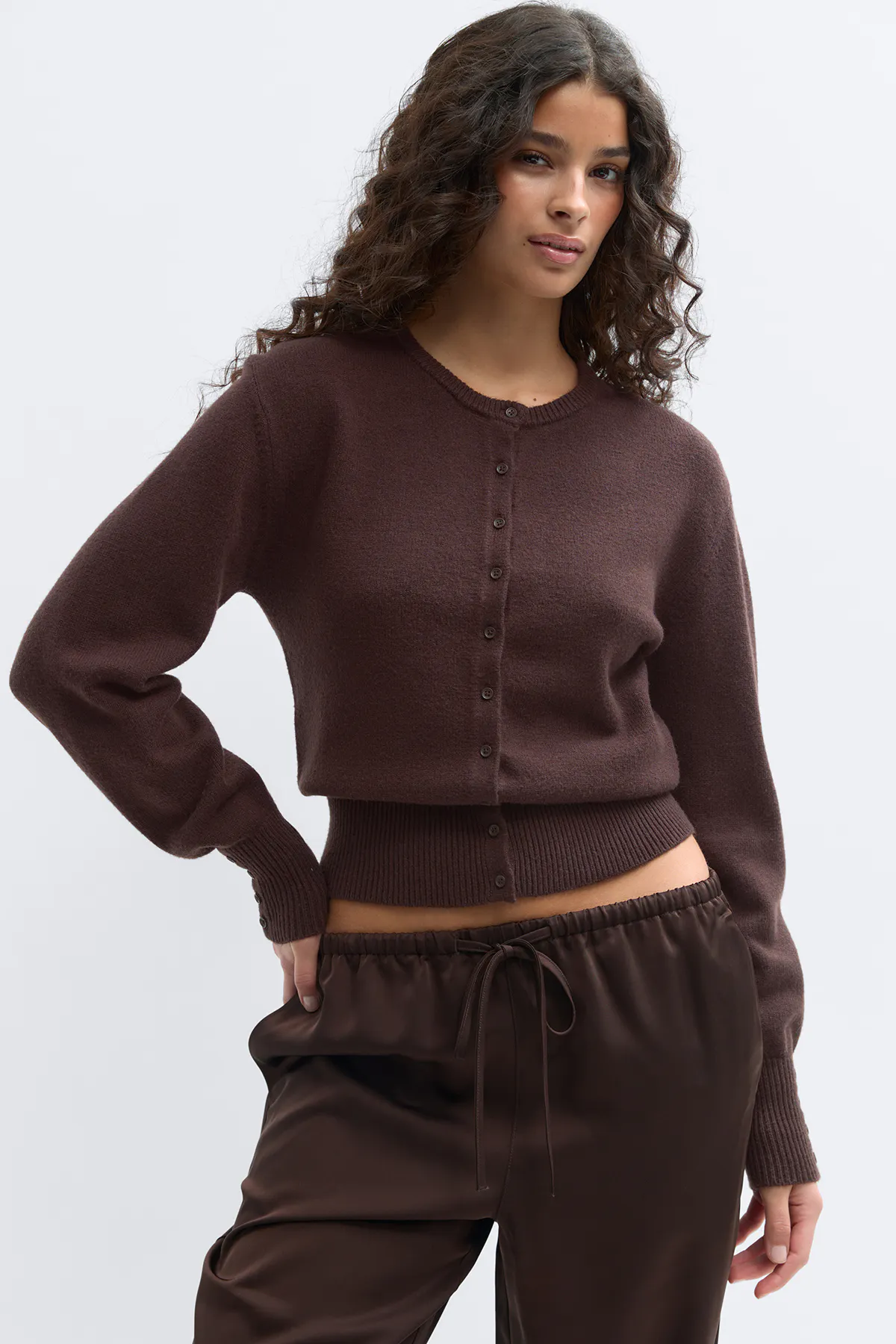 Gina Tricot - Knitted cardigan - Cardigans & strikkejakker - Brun - M - Dame