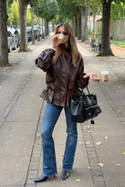 Frill pu jacket