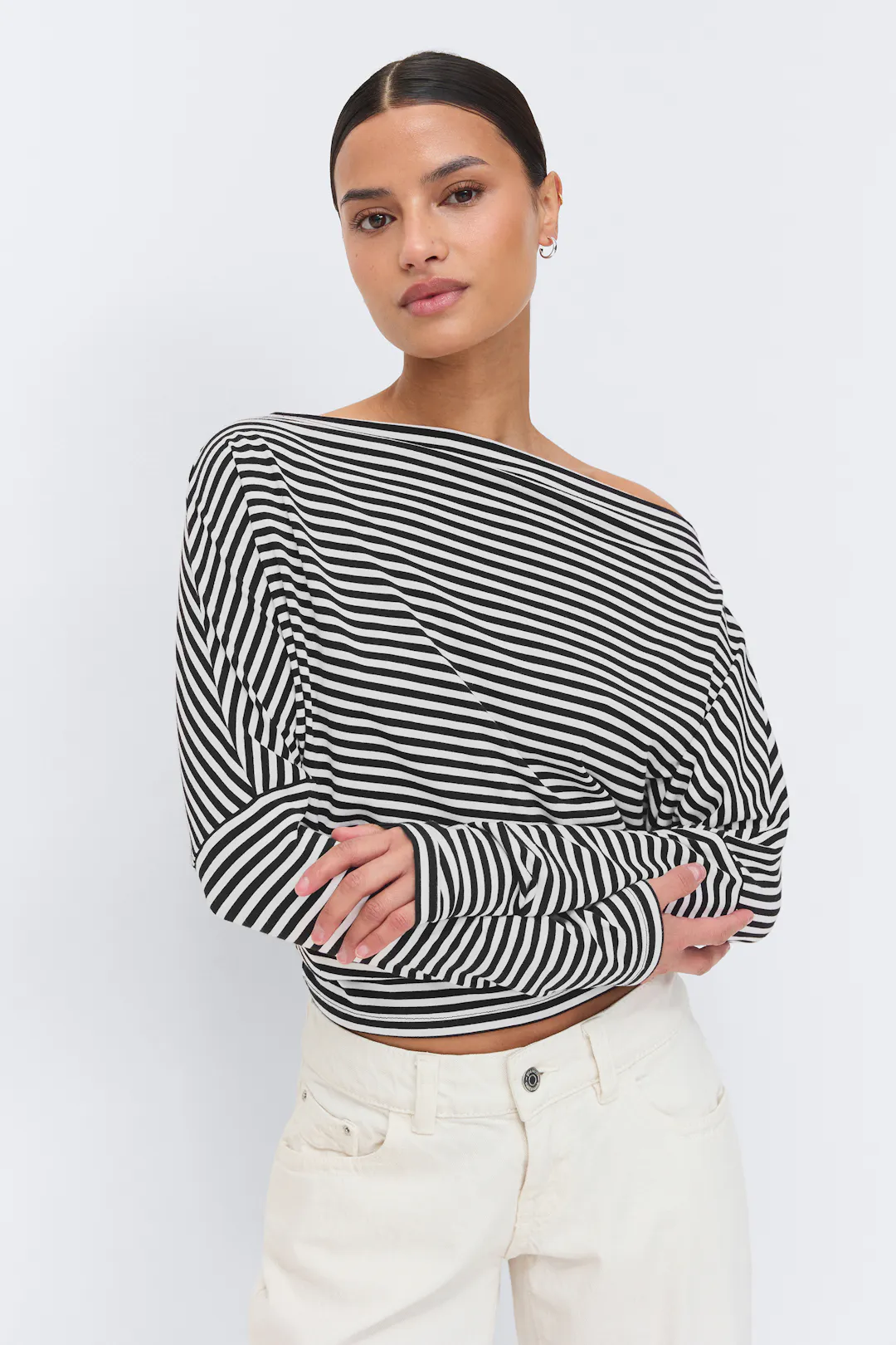 Gina Tricot - Dropped shoulder top - off shoulder paidat - Valkoinen - XS - Naiset