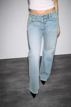 Rebel Button Wide Jeans