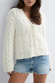 Y Cable Knitted Cardigan
