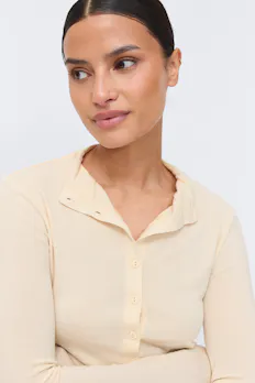 Button Down Funnel Neck Top
