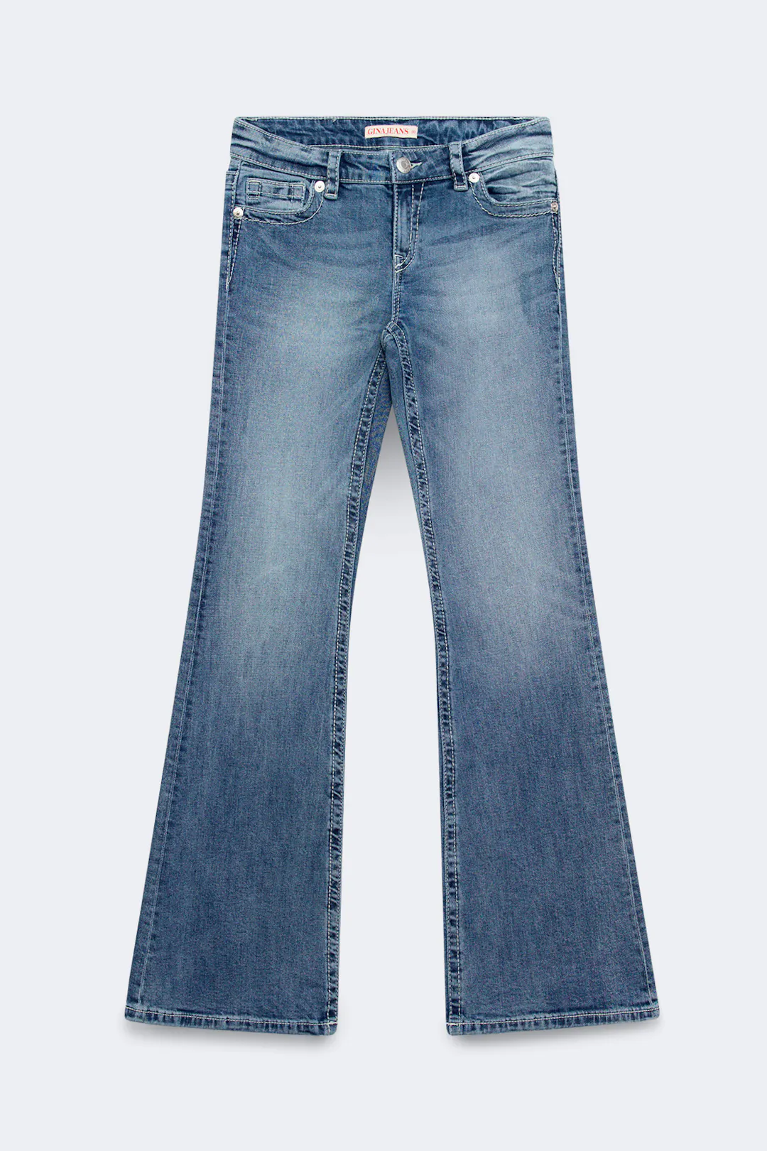 Gina Tricot - Glow rise flare petite jeans - Low waist jeans - Blauw - 44 - Dames