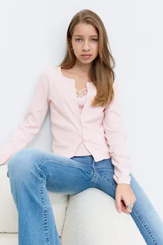 Y 2 In 1 Lace Rib Cardigan