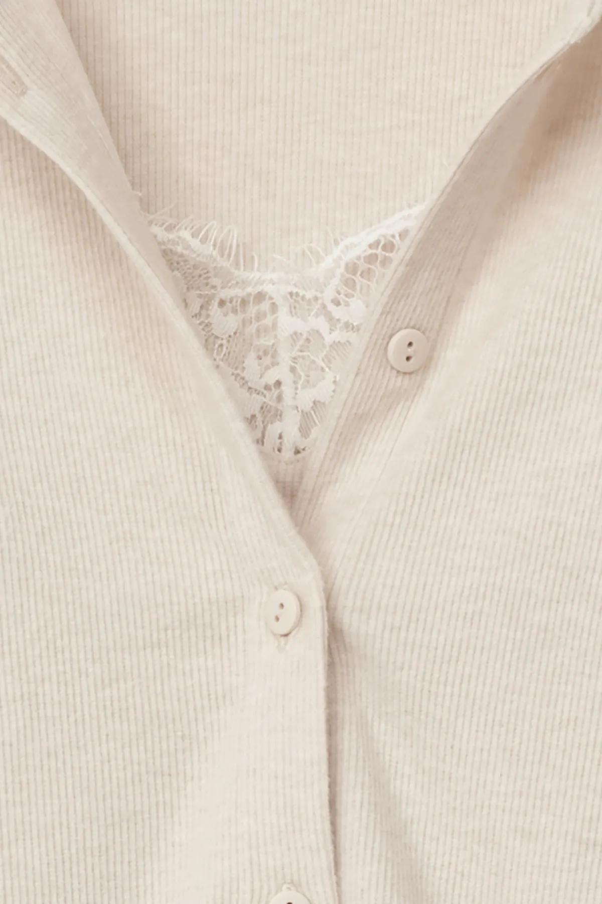 14+ 2 in 1 lace rib cardigan - White - Gina Tricot