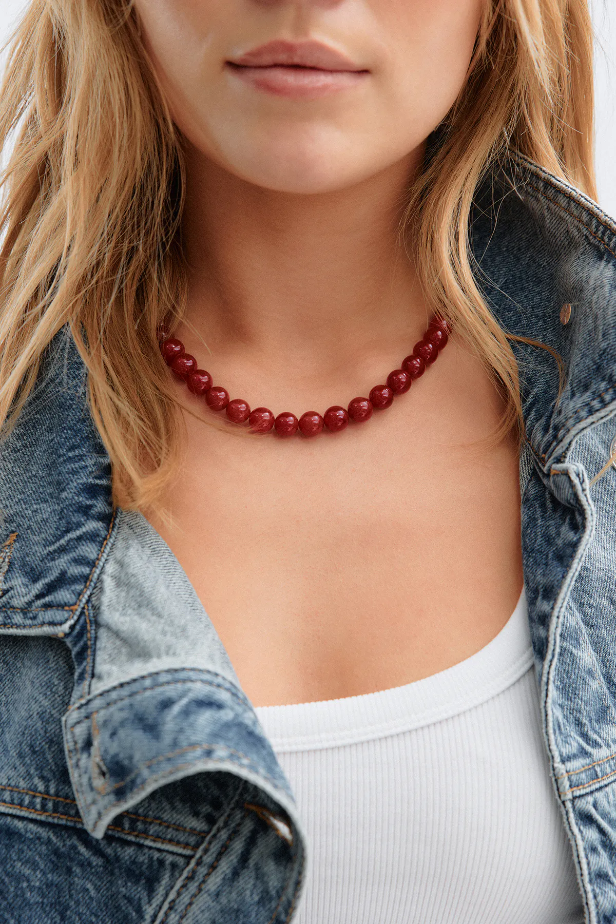 Gina Tricot - Pearl necklace - Kettingen - Rood - ONESIZE - Dames