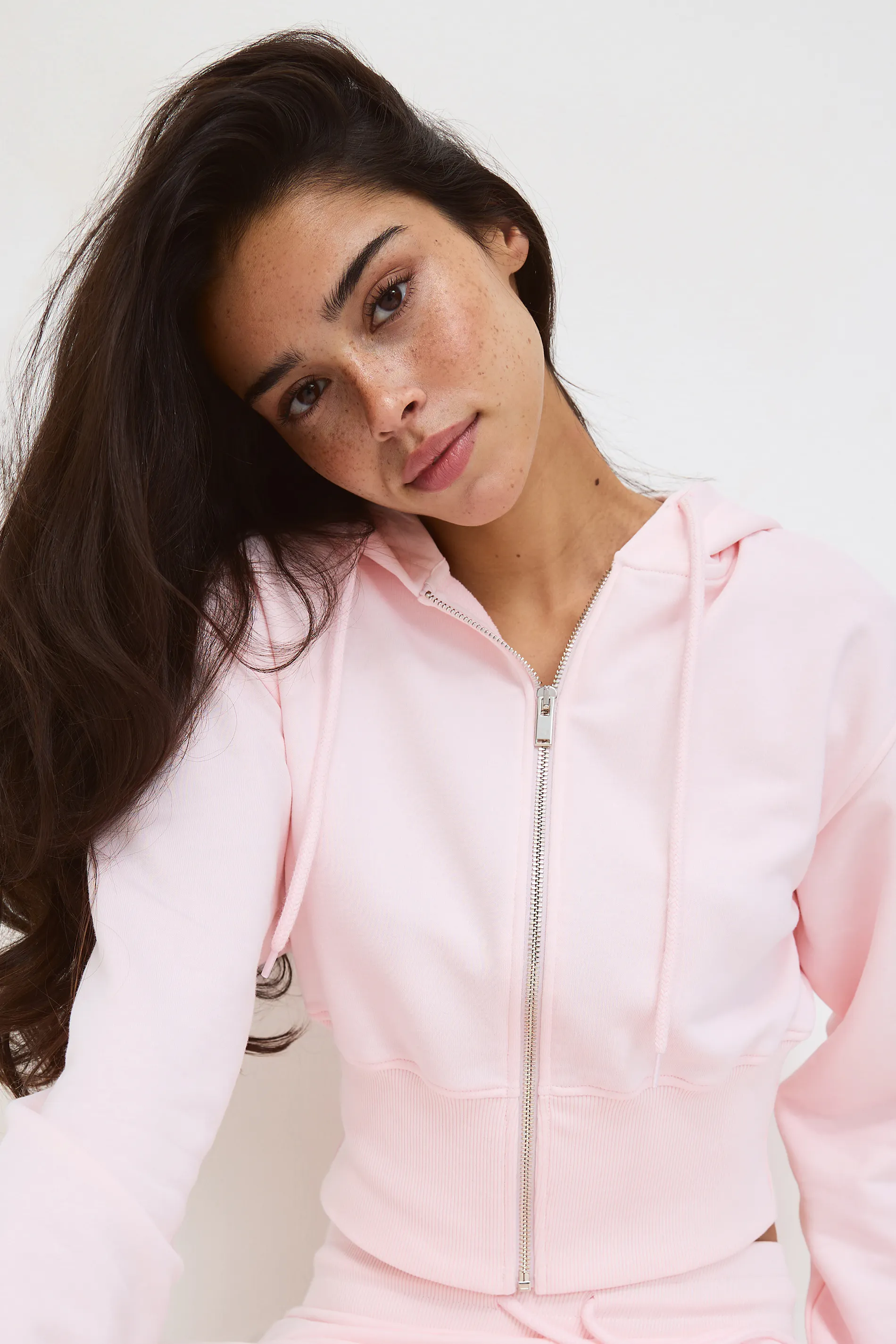 Gina Tricot - Slim fit zip hoodie - hoodies - Lyserød - L - Dame