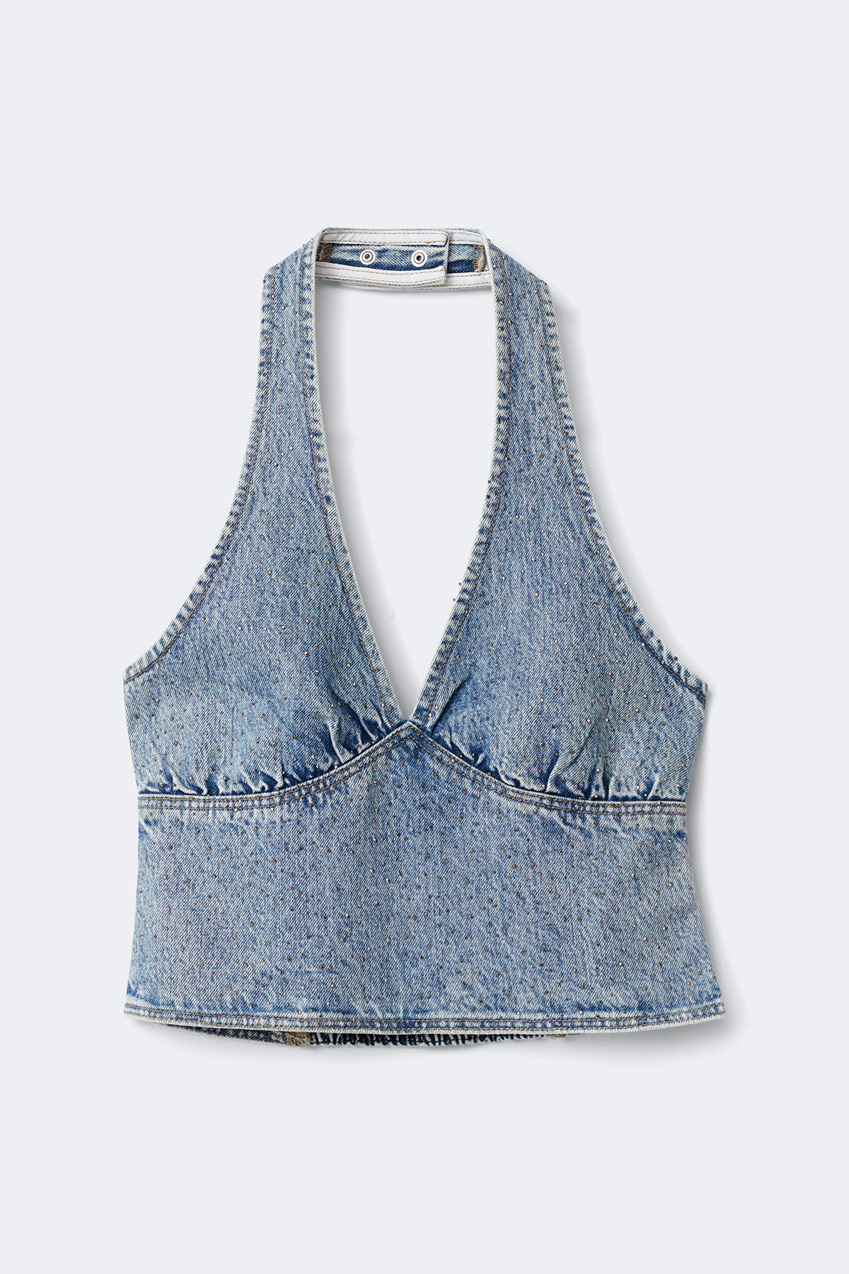 Gina Tricot Denim rhinestone top toppar & linnen dam – bild 4