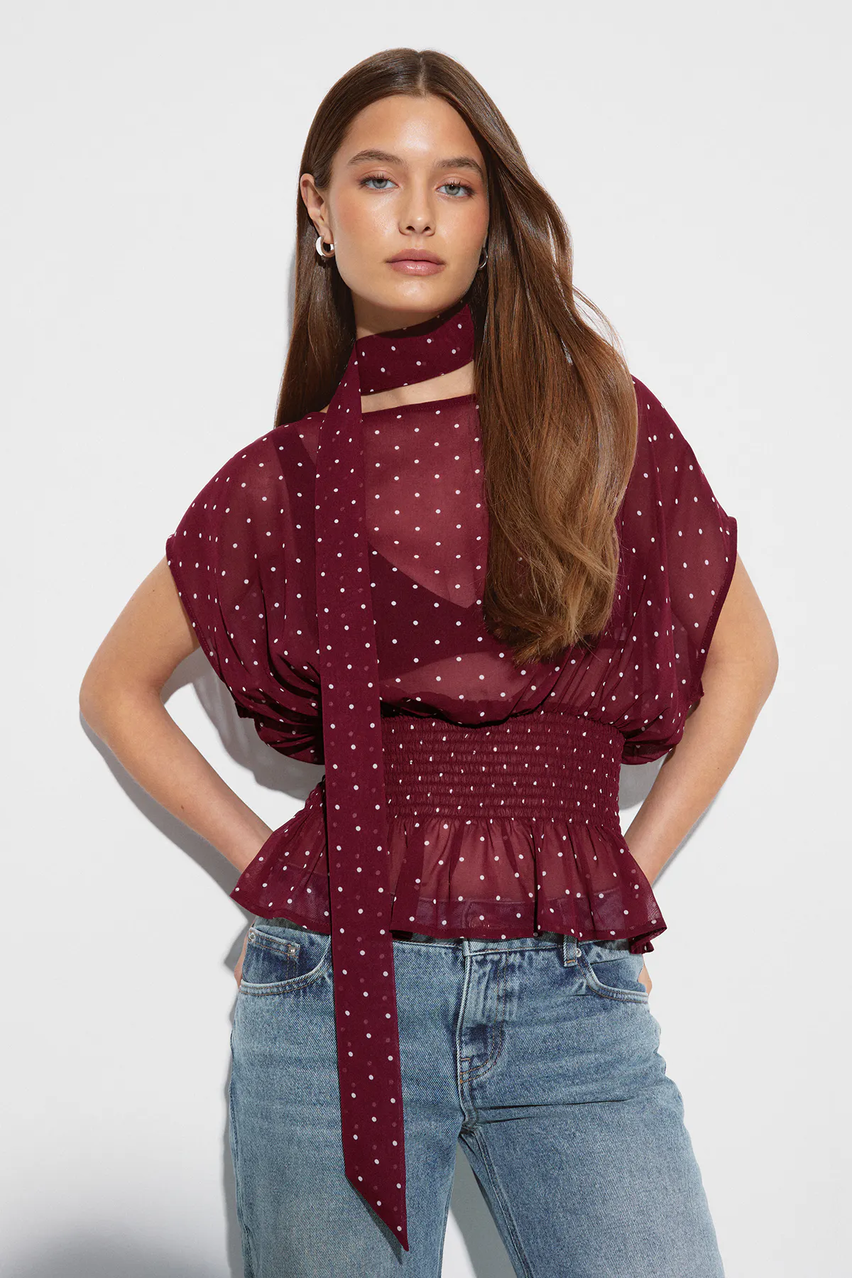 Gina Tricot - Scarf blouse - Bluser - Rød - L - Dame