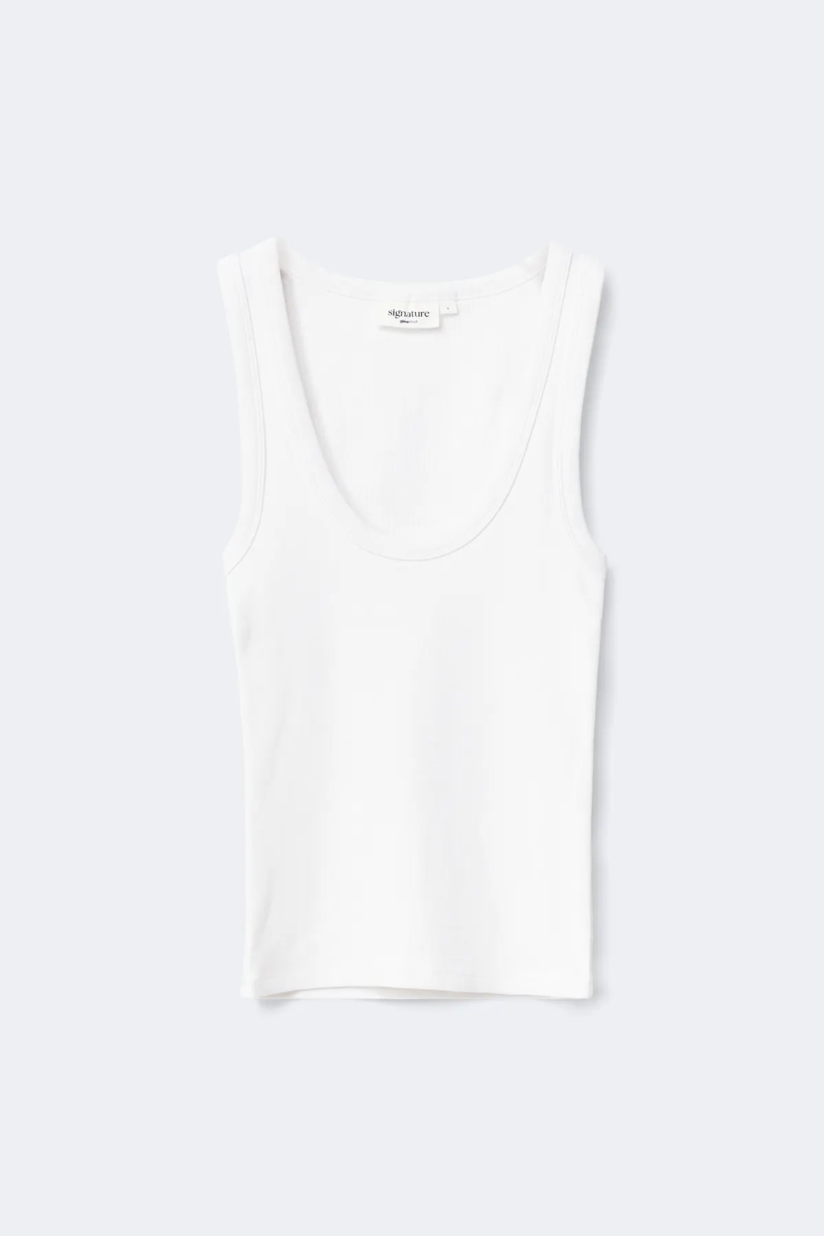 Super stretch scoop neck tank - White - Women - Gina Tricot