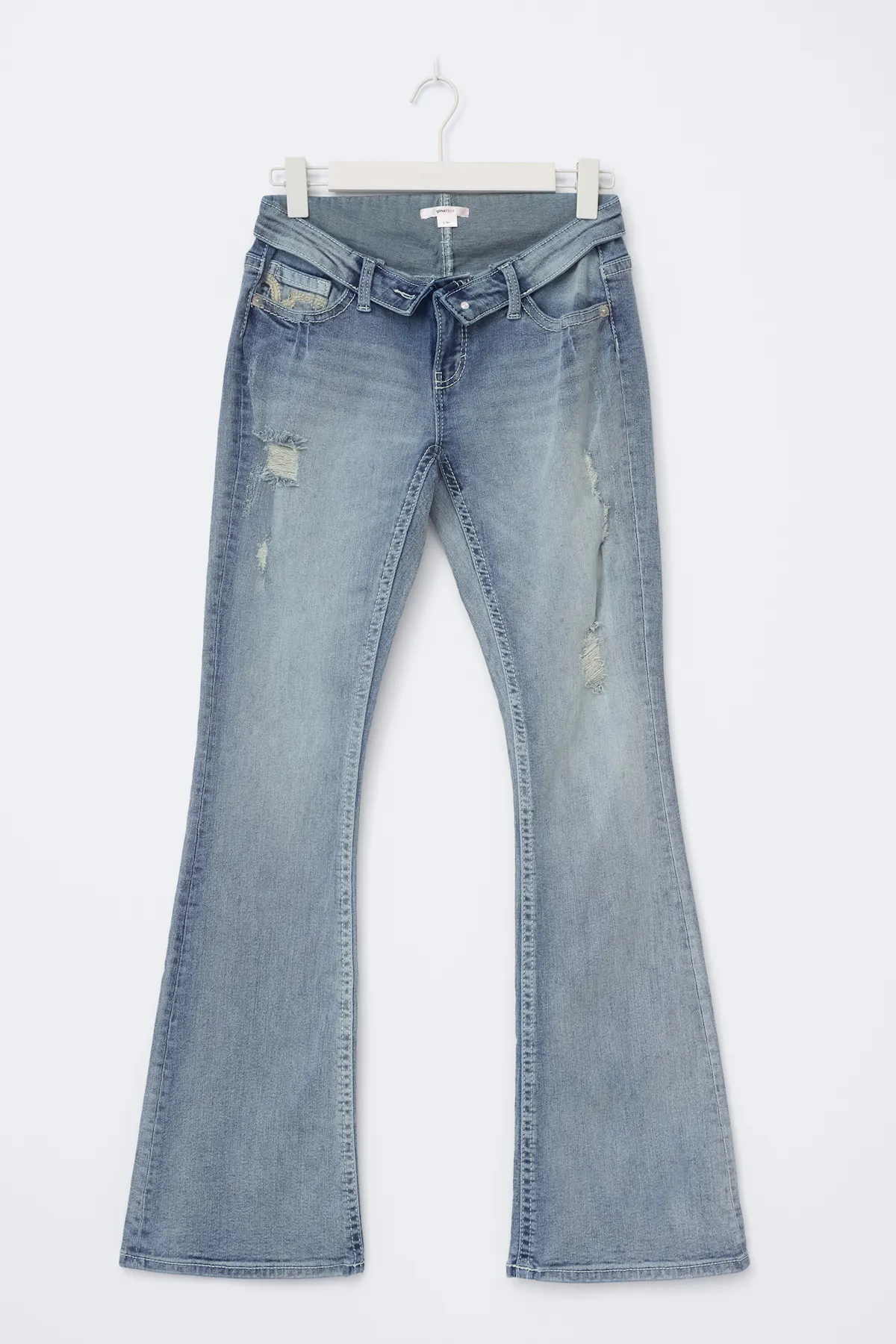 Gina Tricot - 14+ delulu flare jeans curve - flare & bootcut jeans - Blauw - L - Dames