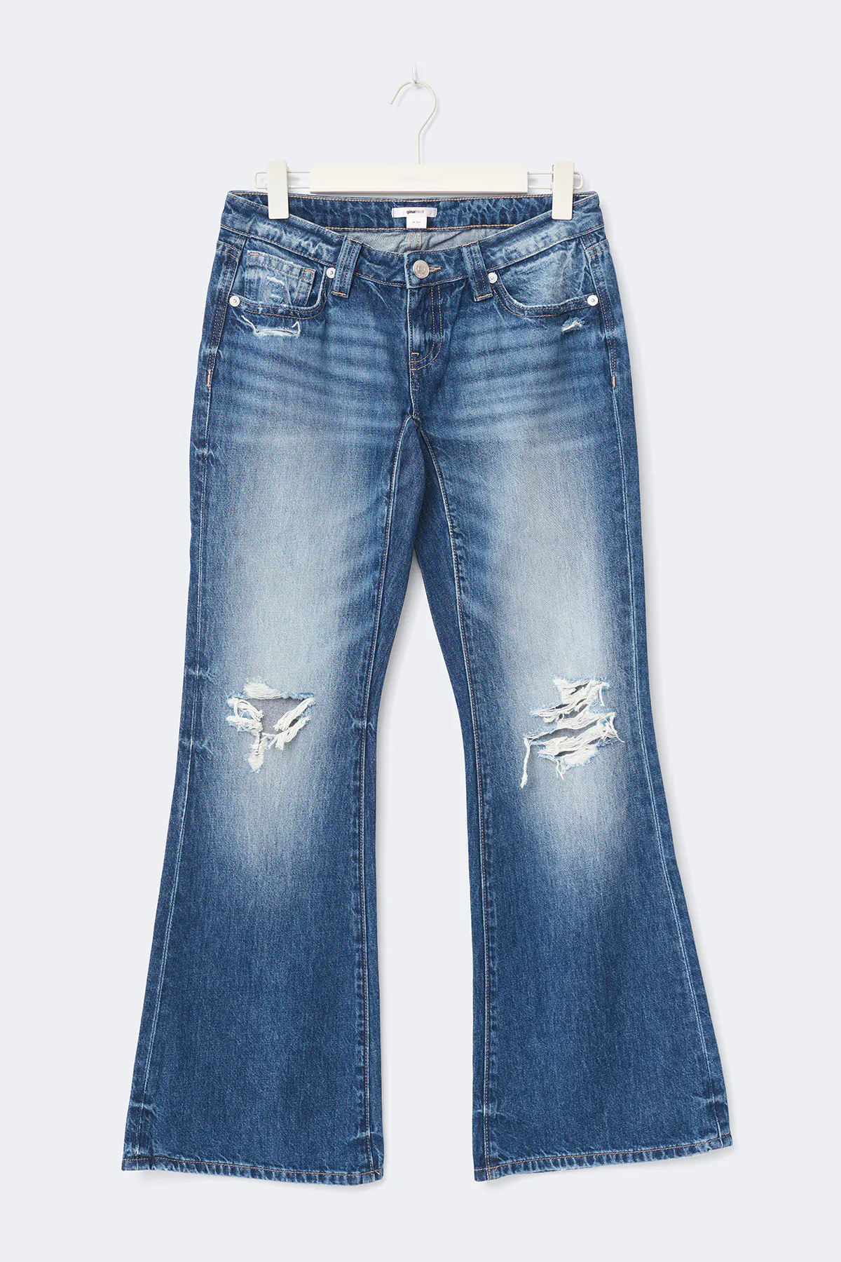 Gina Tricot - 14+ hip hug loose jeans curve - flare jeans - Blå - M - Dame