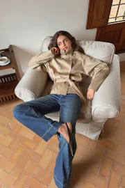 Faux suede belted jacket