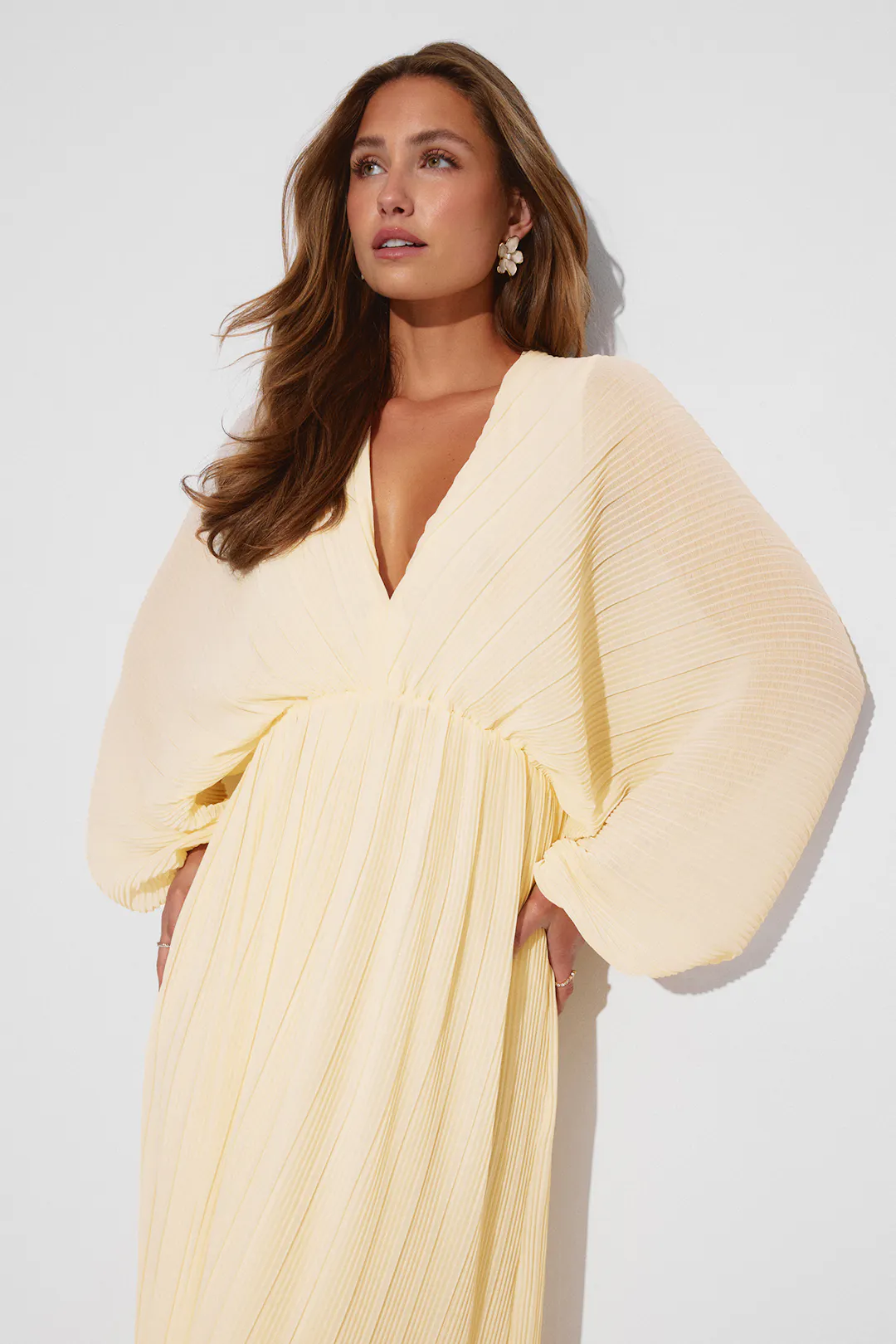 strapless open back dress Women's Pleated Golden Maxi Dress | Vixen Collection main image 1