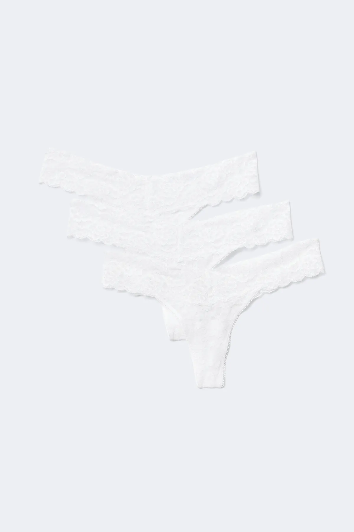 Gina Tricot - 3-pack lace thong - slips in 3-pack - Wit - M - Dames