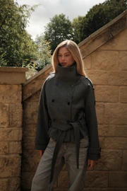 Wool blend short jacket