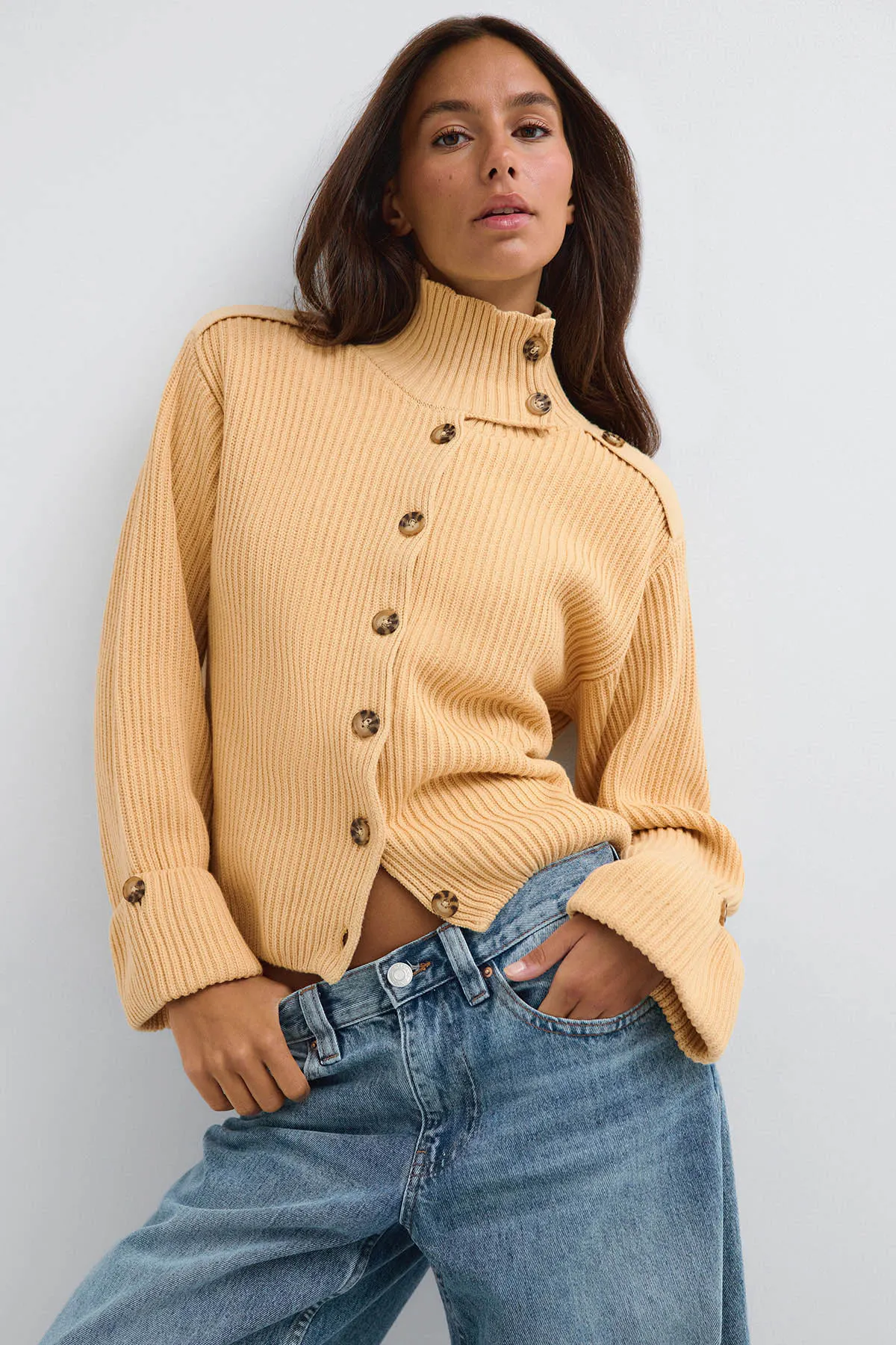 Knitted cardigan - Yellow - Women - Gina Tricot