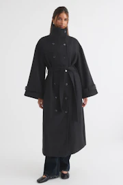 Wool blend high neck coat