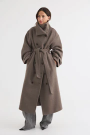 Wool blend high neck coat