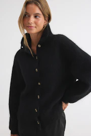 Mohair turtle knit cardigan
