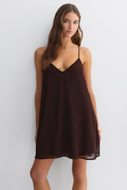 Beaded chiffon mini dress