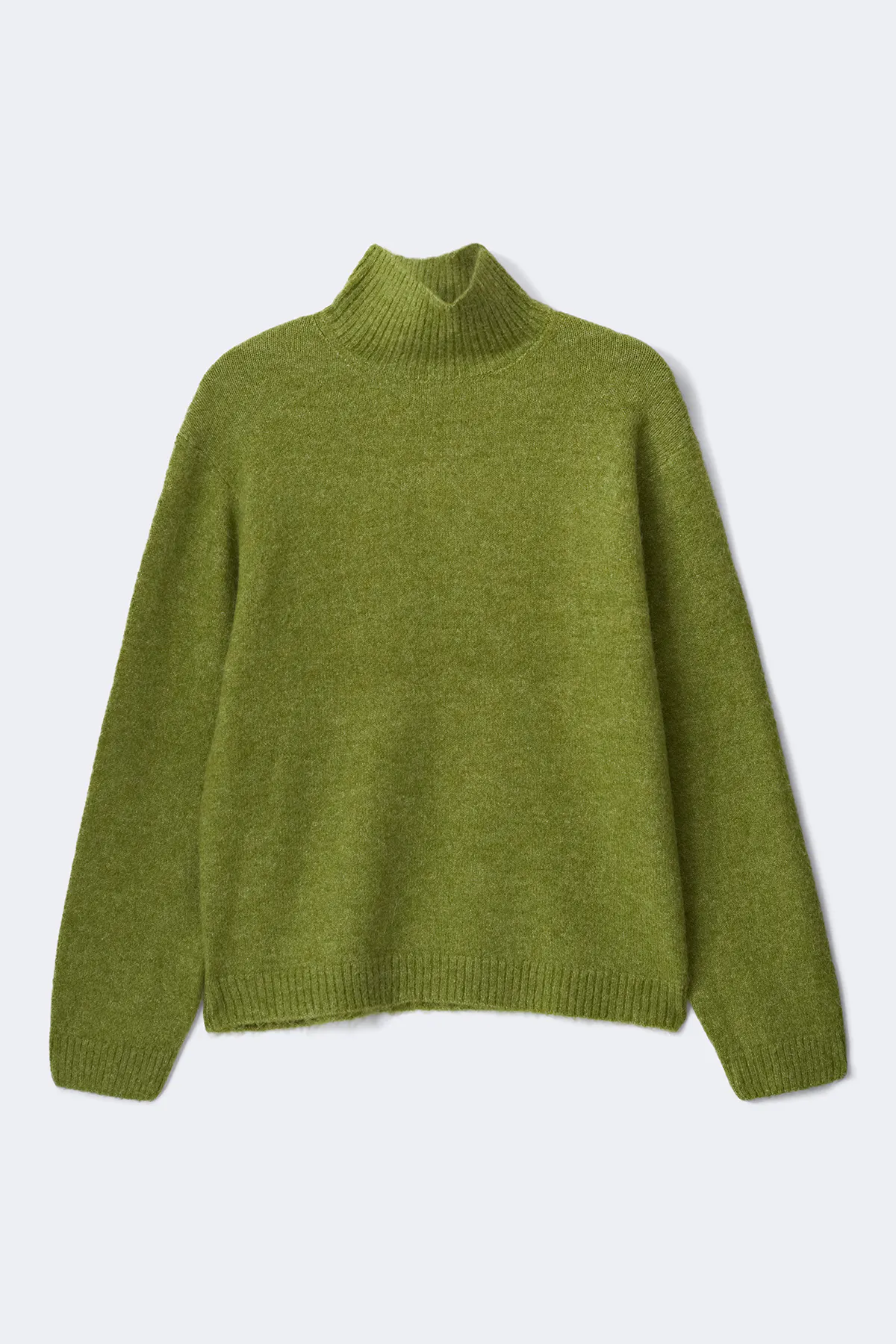 Knitted turtleneck sweater - Green - Women - Gina Tricot