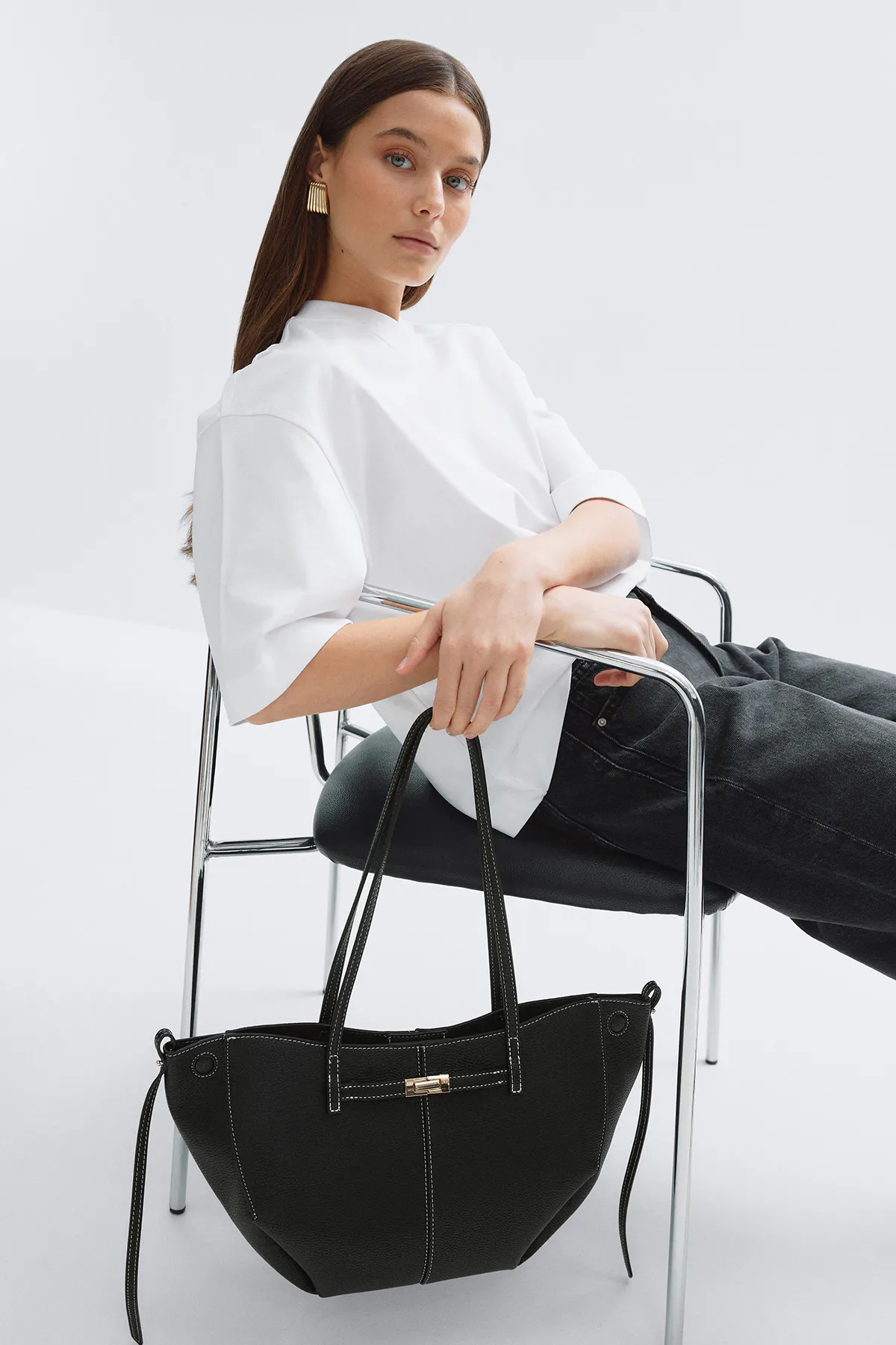 Gina Tricot - Detail midi bag - Schoudertassen - Zwart - ONESIZE - Dames