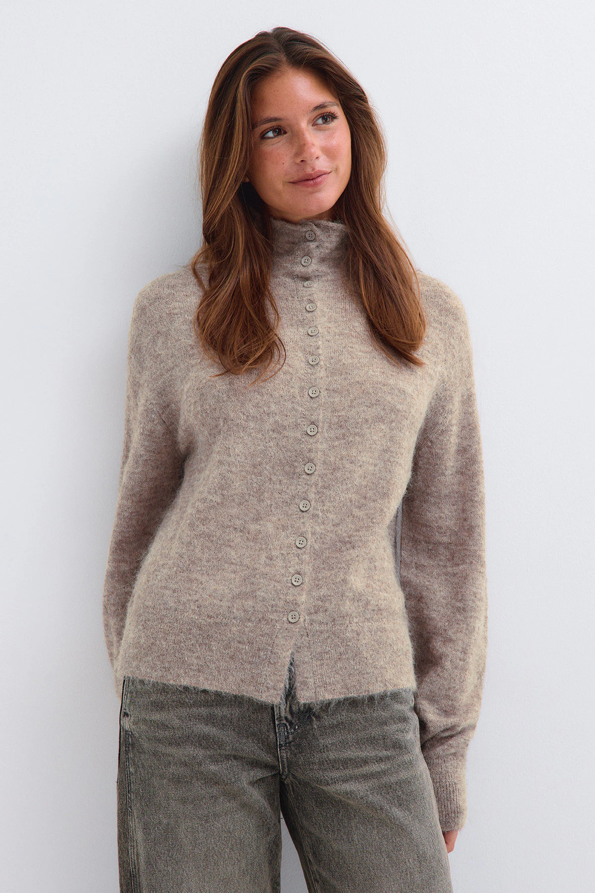 Gina Tricot Alpaca funnel knitted cardigan dam