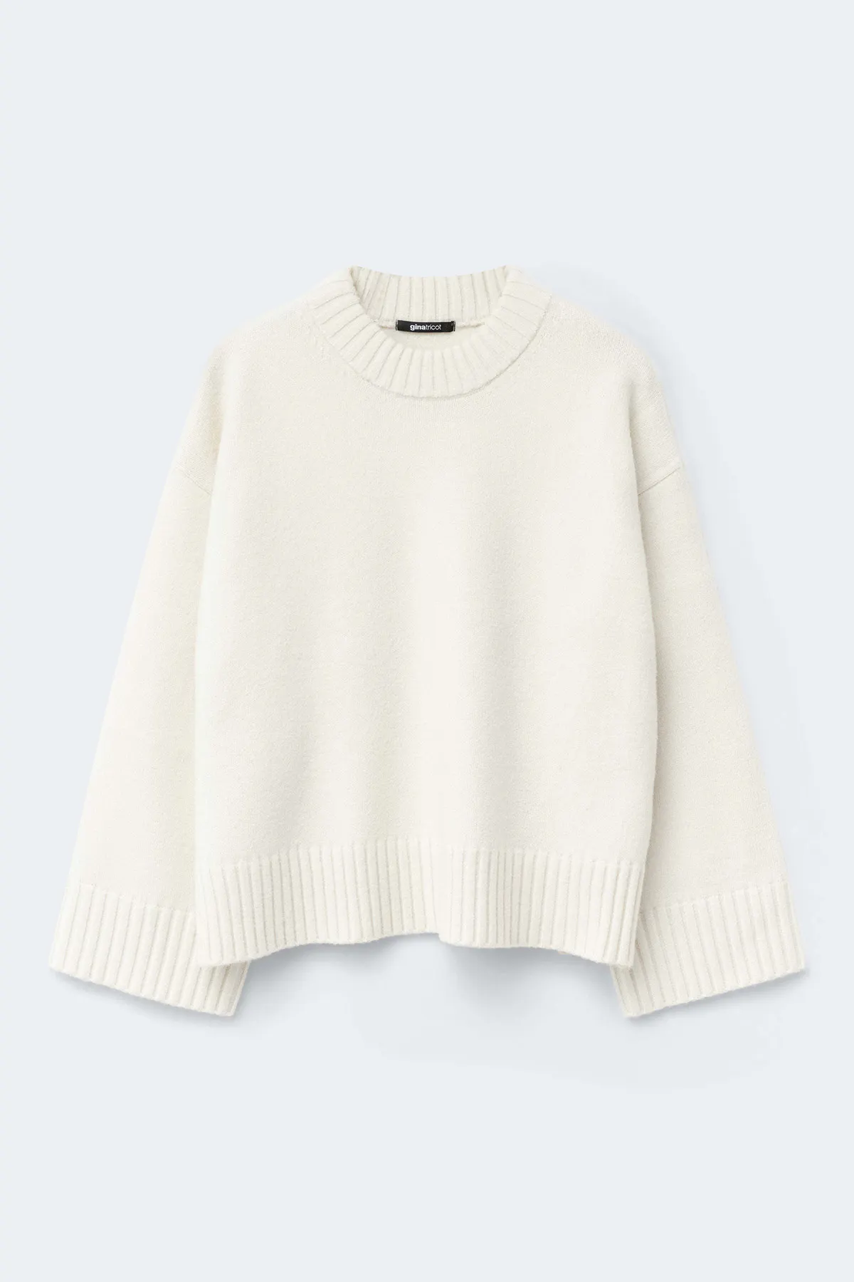 Crew neck knitted sweater - White - Women - Gina Tricot