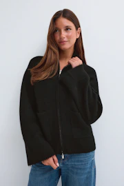 Double zip knitted cardigan