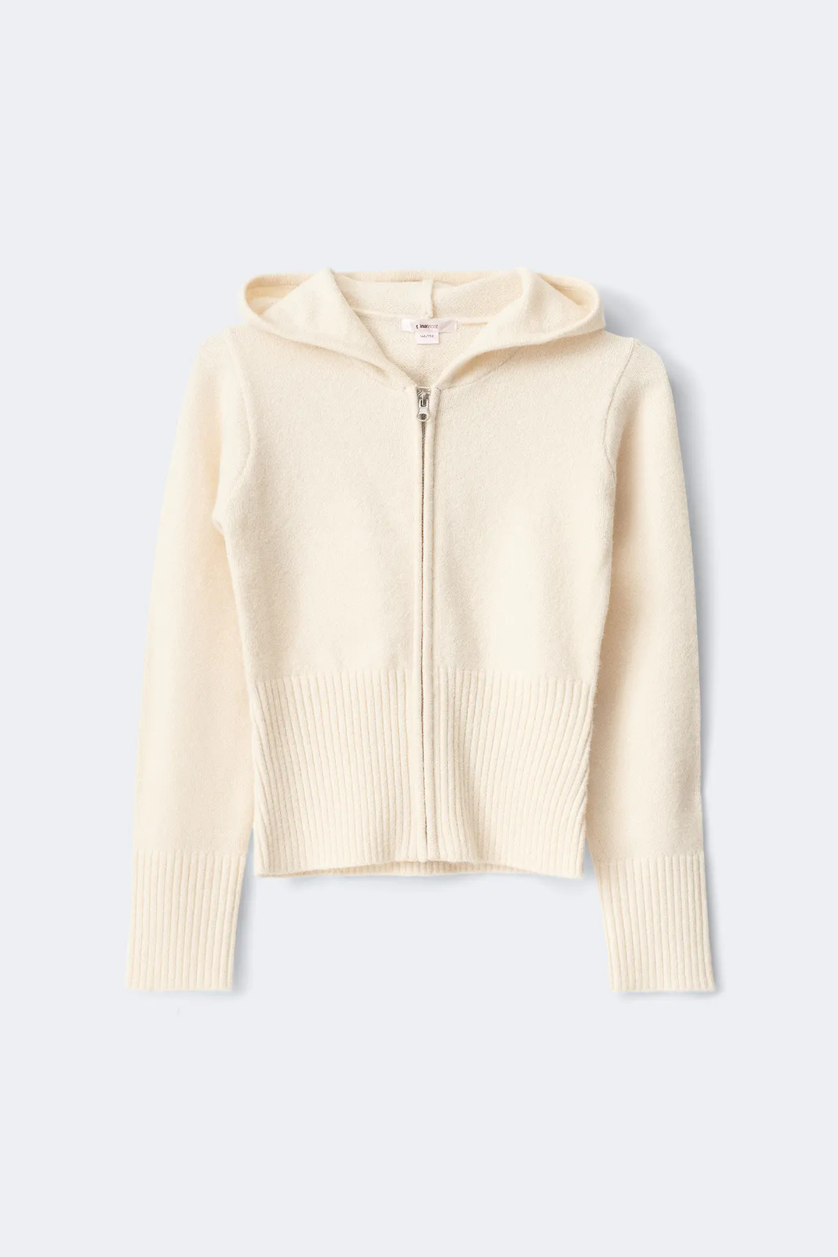 Y knitted shaped hoodie - White - Gina Tricot