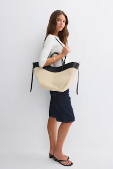 Canvas Strap Detail Tote Bag