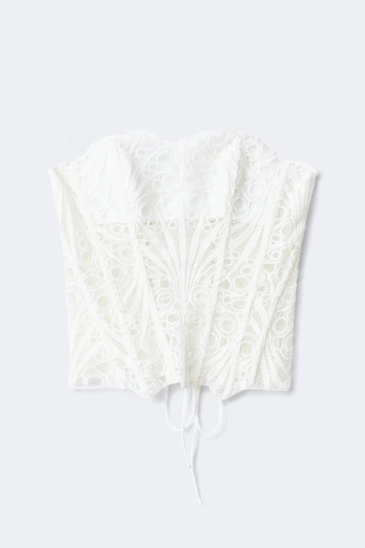 Embroidered corset top - White - Women - Gina Tricot