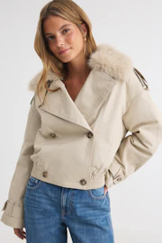 Faux fur collar padded jacket