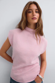 Knitted funnel neck top